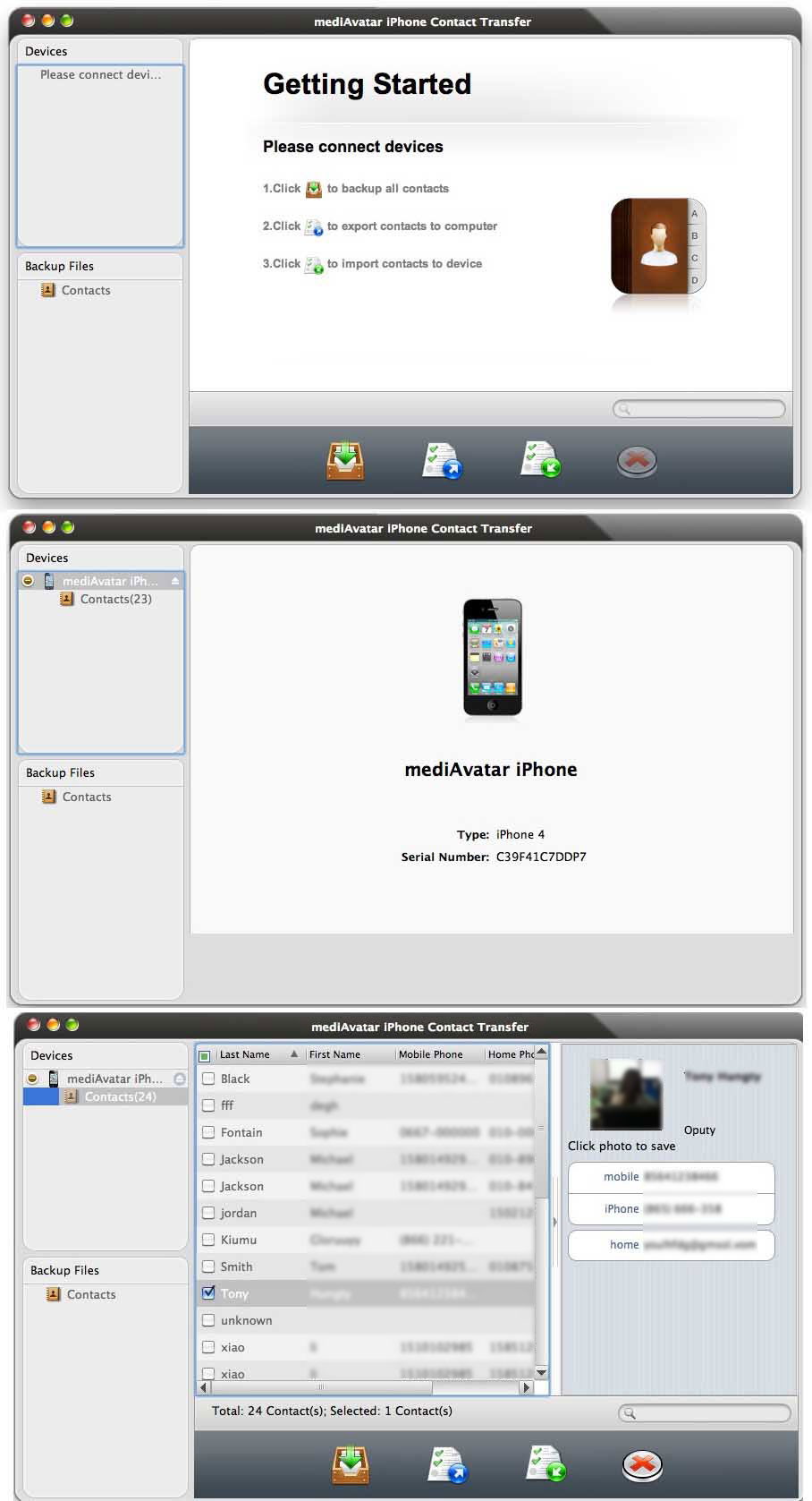 iPhone Contact Transfer for Mac